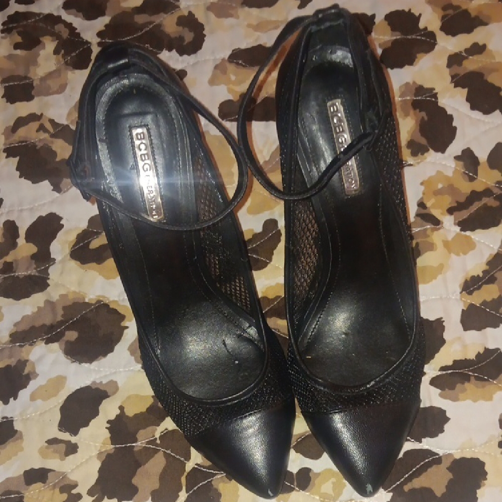 BCBG Black Mesh Pointed Heels